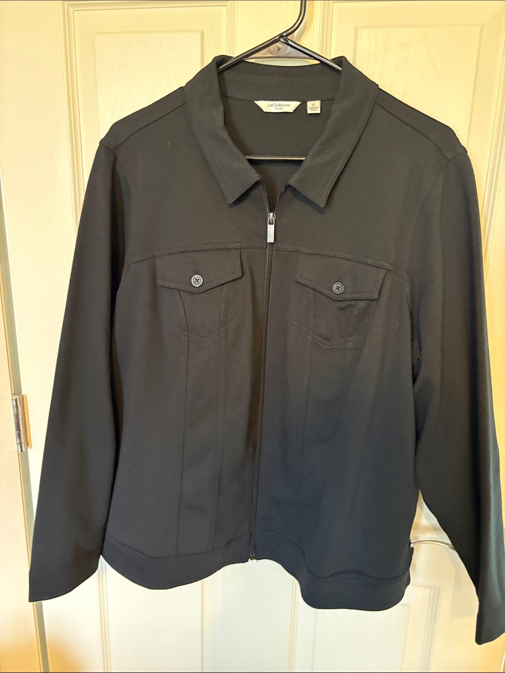 Liz Claiborne Black Zip Front Jacket